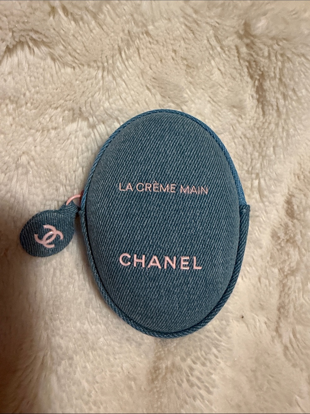 CHANEL Denim Blue and Pink La Crème Main Compact Case